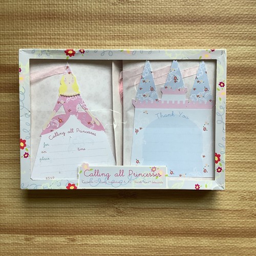 Meri Meri Princess Party Invitation Cards and Thank You Notes - 12 Each - NEW