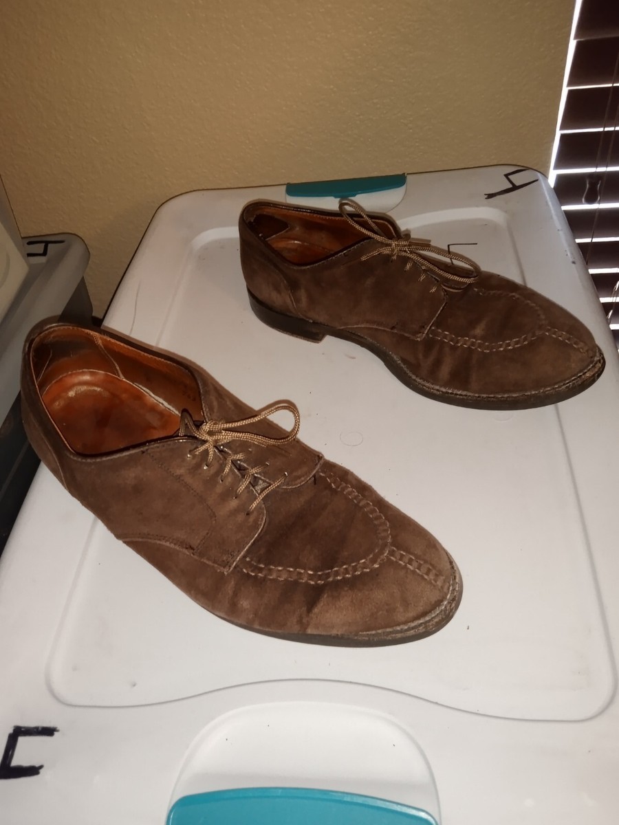 ALDEN 10 B D HANDSEWN NST BROWN SUEDE SPLIT TOE DRESS SHOES 963 10