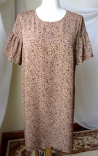 SHEIN DRESS SHORT SLEEVE ROUND NECK BROWN/BLACK LIGHT THIN DRESS LARGE