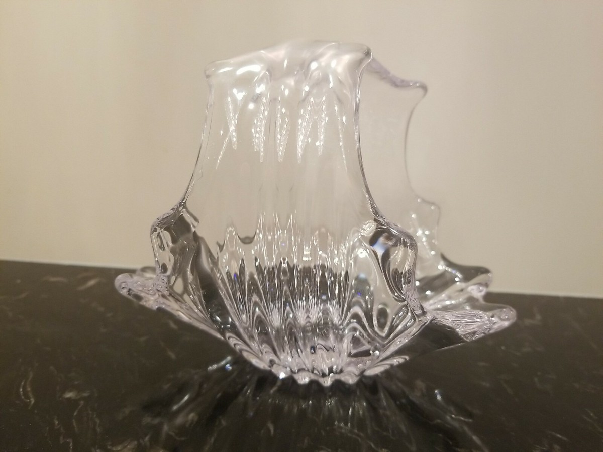 Vintage COFRAC Verrier Glass Crystal Art Glass Bowl Basket