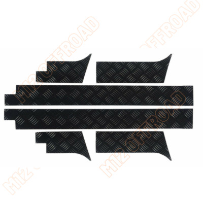 Untere Türsockelleiste - 2 mm Schachbrett - pulverbeschichtet schwarz - Defender 90