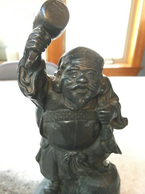 Antique FINE Metal Casting Japanese Statue/Sculpture Daikokuten