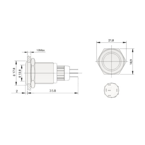 Drucktaster Druckschalter 16mm Rastend Tastend Edelstahl Beleuchtet 12V Taster - Bild 4 von 12