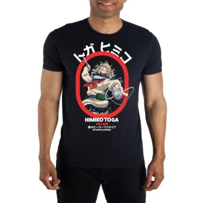 My Hero Academia Mens Himiko Toga Villain Kanji Image Black Shirt