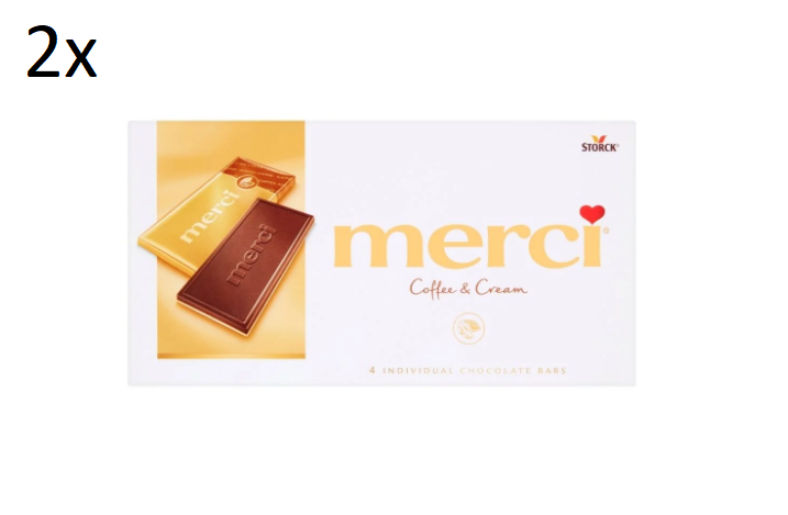 2 x MERCI Cream Chocolate with Coffee Flavor and White Chocolate