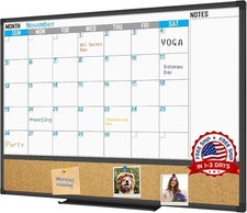 Pizarra blanca magn tica de borrado en seco Calendario de aluminio negro NEW US