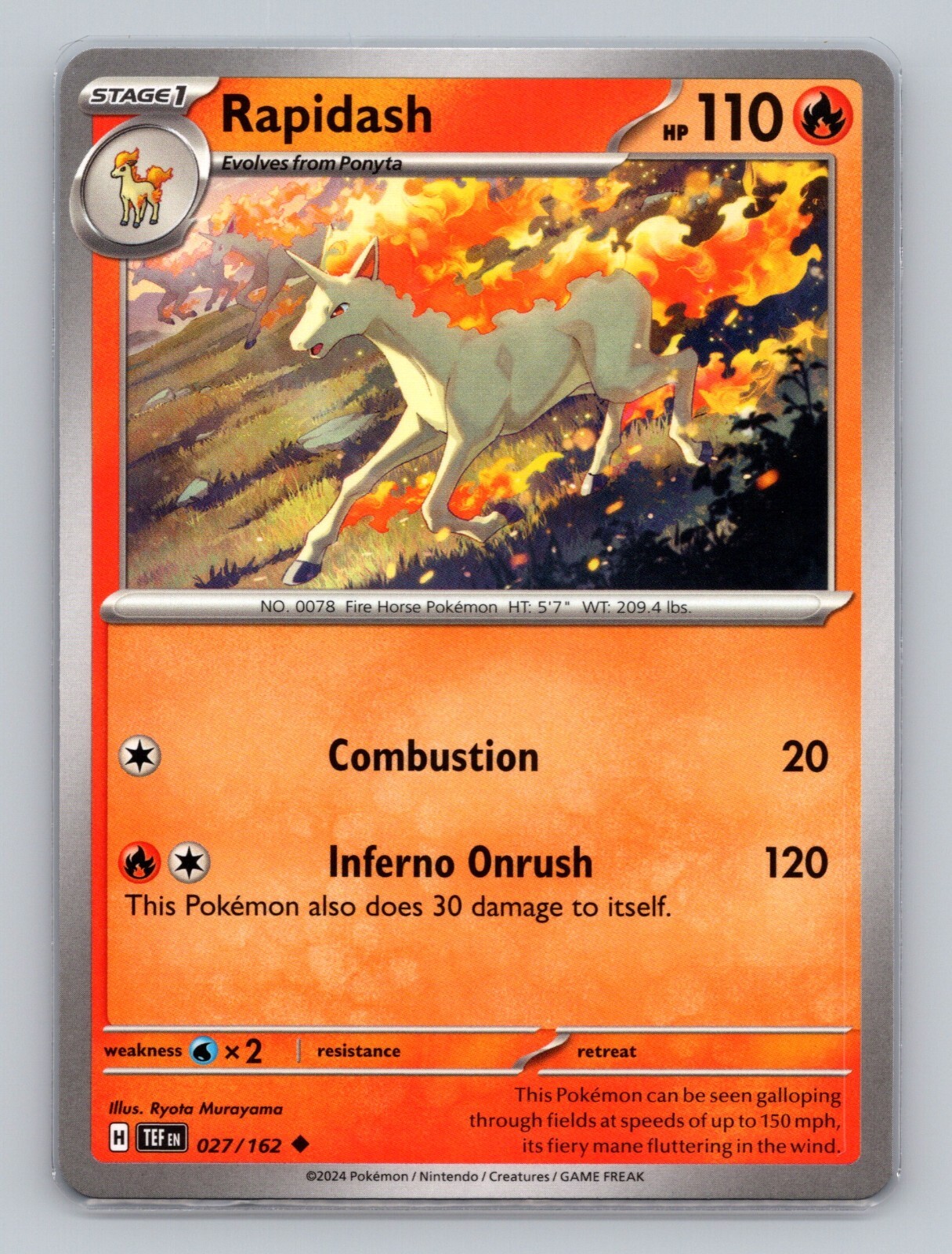 Rapidash 27/162 Temporal Forces Uncommon NM TEF EN Pokemon Card Scarlet & Violet