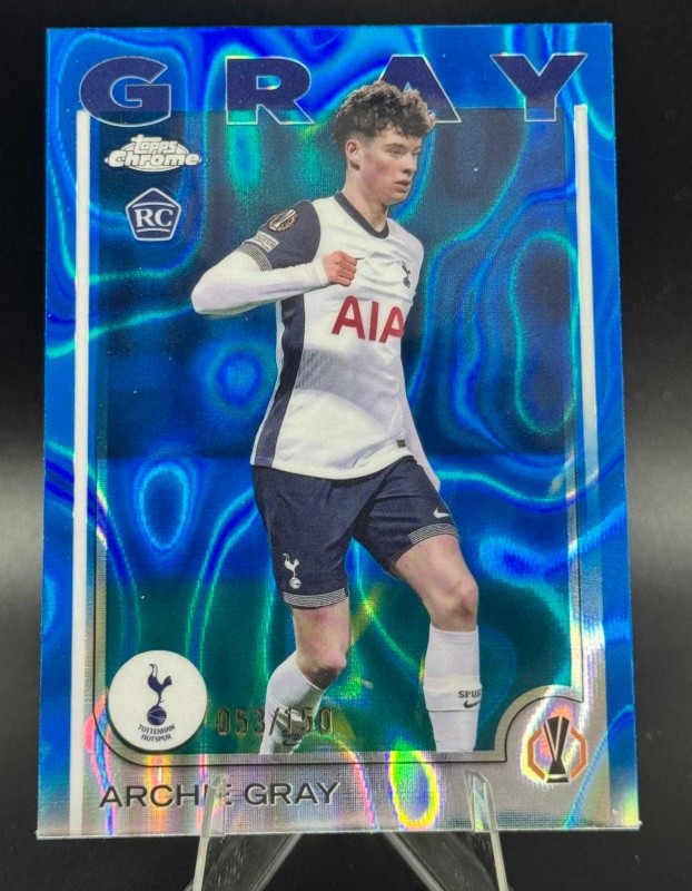 Archie Gray 2024-25 Topps Chrome UCC Blue Lava Refractor 053/150 RC #170