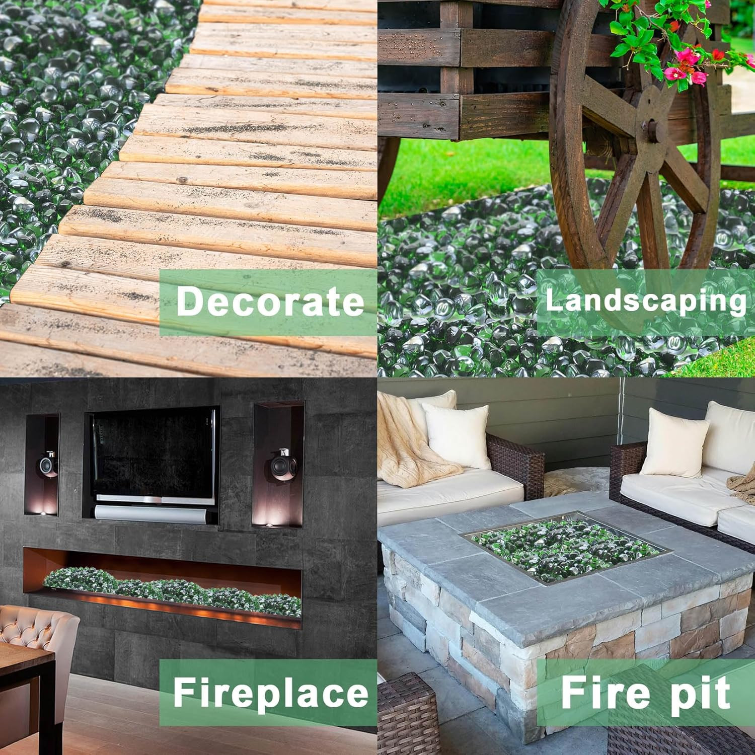 Gassaf Diamonds Fire Glass for Gas or Propane Fire Pit Fireplace & Landscaping 1