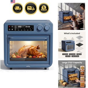 Air Fryer Toaster Oven Combo 25L Convection 10-in-1 Stainless Steel Blue