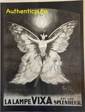 PUBLICITE LAMPE VIXA EST UNE  SPLENDEUR PAPILLON SIGNE RENE PÉAN DE 1924 AD PUB