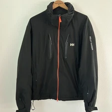 Helly Hansen Ski Jacket Mens Large Black Hellytech H2Flow Recco Hooded Primaloft
