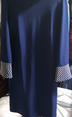 Karl Lagerfeld Paris Blue/White Studded Collar 3/4 Sleeve Knee Dress Size 8