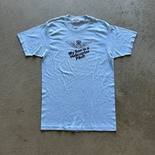 Vintage 80s My Son is a Helicopter Pilot Shirt Size Medium Light Blue USA Made