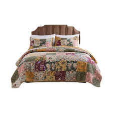 Greenland Home Fashion Quilt Set Multicolored King Size Machine Washable 3-Piece