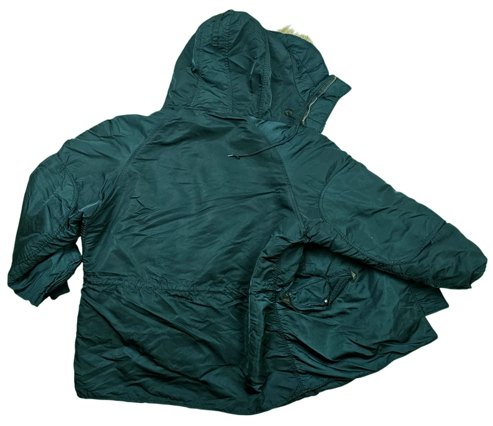 *HOT VTG USA Men's ALPHA INDUSTRIES @ N-3B MILITARY PARKA COLD HOOD TEAL Coat L - Image 4 of 4