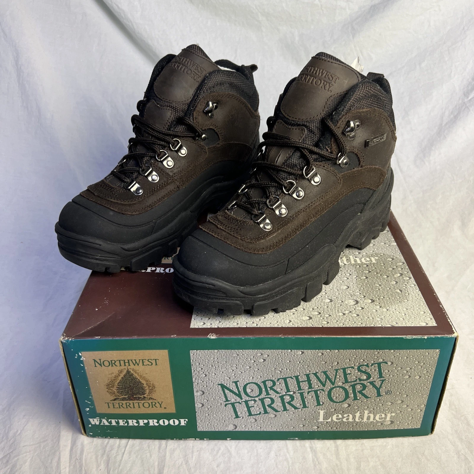UEC* Northwest Territory Leather Men's Hiking Boots Waterproof Sz 8 Brown #64201