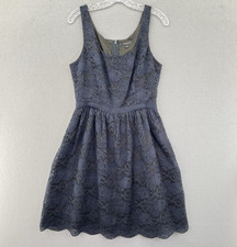 Banana Republic Navy Blue Black Lace Sleeveless Fit + Flare Sheath Dress Size 10
