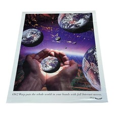 Vintage IBM OS/2 Warp Advertising Poster Sign World Hands Purple Promo Internet