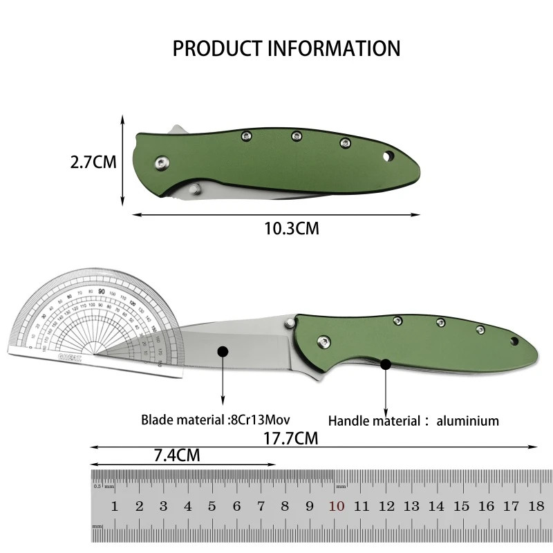 KS 1660 Style Leek Knife silver plain Aluminum Blade New Blem Folding Knife