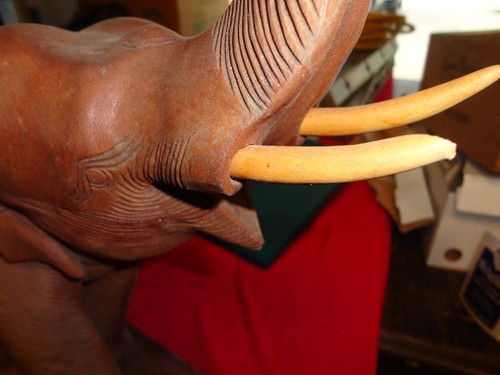 Vintage Holz feine handgeschnitzte Elefant Figur original alt 1967 H 17 L 14" - Bild 6 von 11