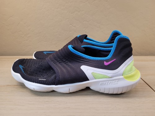 Nike Free RN Flynit 3.0 Men's Size 10.5 Running Shoes Black Blue AQ5707-003 - Picture 2 of 12