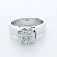 Solitaire Engagement Ring Solid 18K White Gold 3 CT Round Natural Diamond F SI2