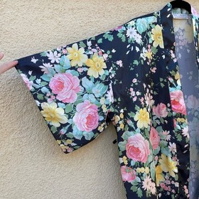 Vintage Val-Mode Satin Floral Robe Lingerie USA S