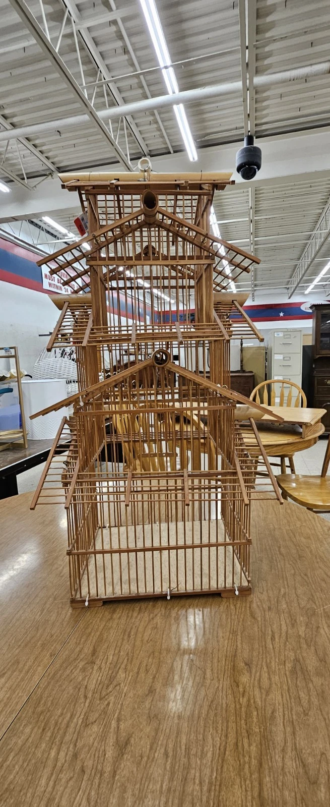 🔥 Vintage Bamboo Bird Cage Tall Pagoda Style Decor MCM 5 Tier Rare