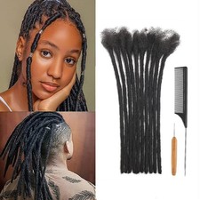 Loc Extensions Human Hair 0.6cm Width 4 Inch 20 Strands Handmade Locs 1B