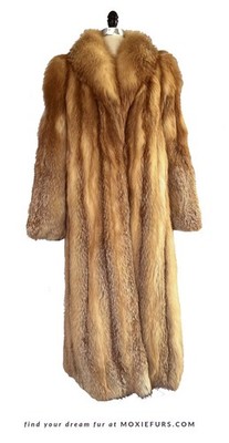 SAGA RED FOX Fur Coat, Brown Vintage Full Length Jacket, Rustic Winter Wedding