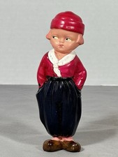 Vintage Celluloid Boy Figurine Red  Blue Sailor Side Eyes 729407 Japan 6  