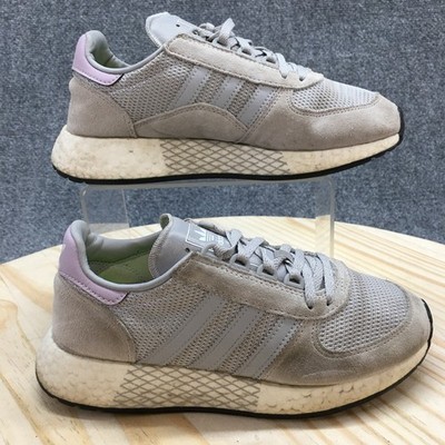 Adidas Shoes Womens Marathon Tech Athletic Low Sneakers EE4947 Gray Suede 