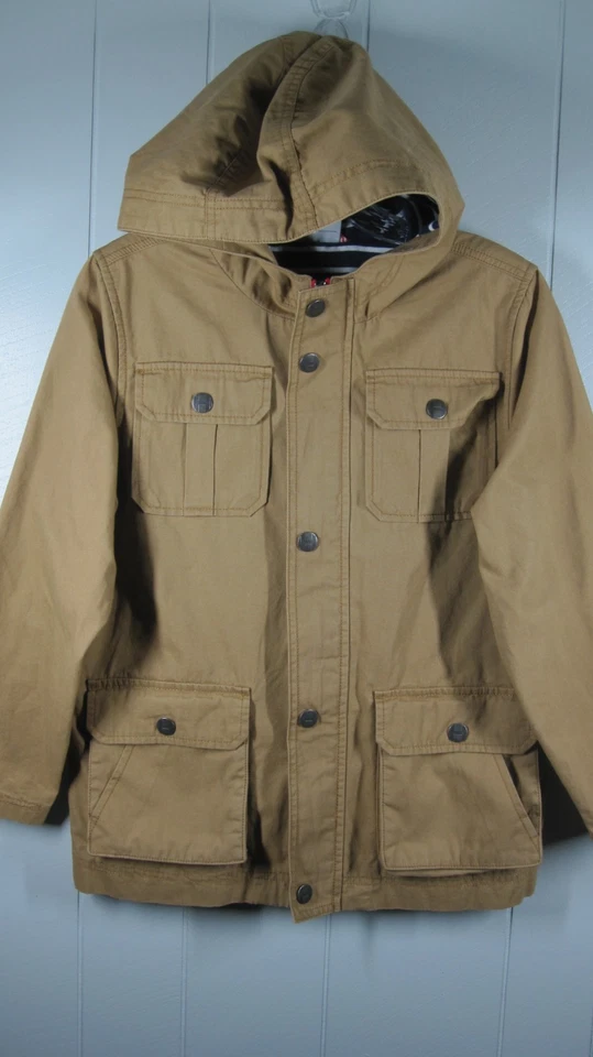 Hannah Anderson Jacket Boys 140 Brown Canvas Hood Lined Pockets Outdoor Chore - Image 3 of 4