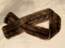 Faux Mink Fur Brown Scarf Long Excellent Condition