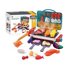 Kids BBQ Grill Playset Sensory Pretend Barbecue Kit with Sizzling Sound