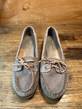 Eddie Bauer Womens 9.5 Bobbi Two Eye Boat Shoes Light Brown Leather Lace Up