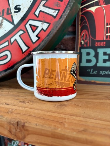 Mug émaillée Pennzoil, Tasse déco vintage piston pin up publicité café moteur - Imagen 2 de 3