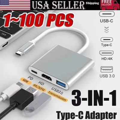 #ad #ad USB Type C to HDMI HDTV TV Cable Adapter Converter For USB C Phone Tablet Lot $45.76