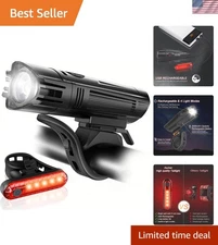 Lightweight USB Bike Light Set - 300LM Rechargeable Headlight & Taillight Combo