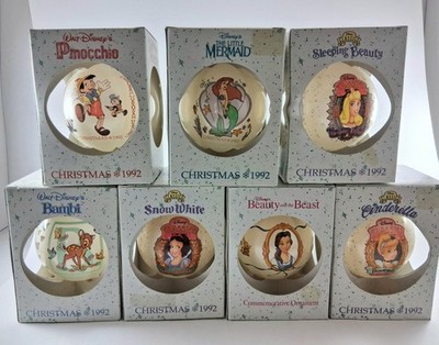 Vtg. 1992 Walt Disney's Christmas Ornaments - Pinocchio, Snow White, Cinderella