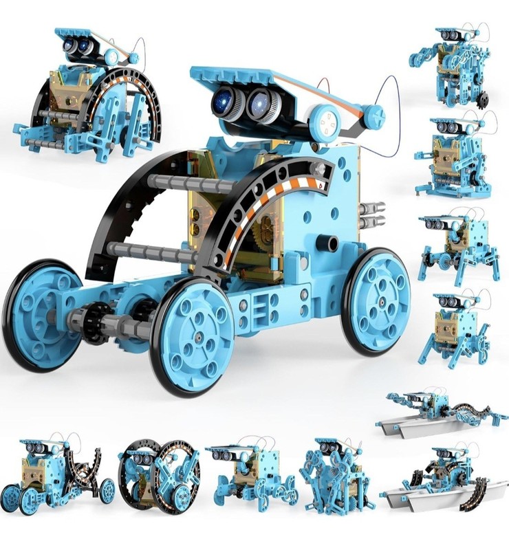 12-in-1 STEM Solar Robot Kit DIY Educational Building Toy Kids Age 8-12 Sky Blue