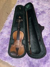 Violin Bow And Violin With Case And Rosin Brown And Green Inside Case