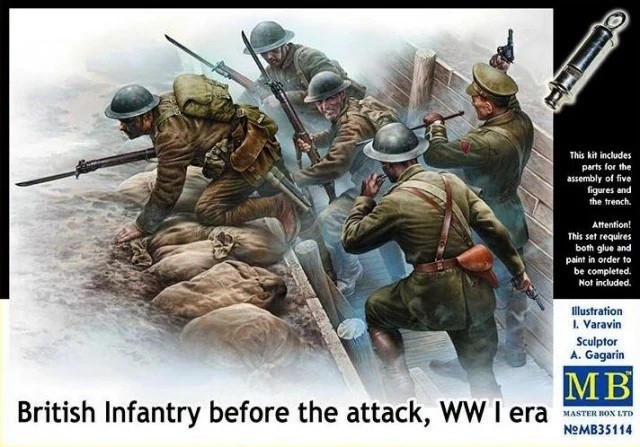 Masterbox 35114 1:35th scale British Infantry before the attack WW I era