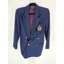 Vintage 1990s Express Compagnie Internationale Double Breasted Blue Blazer Sz XS