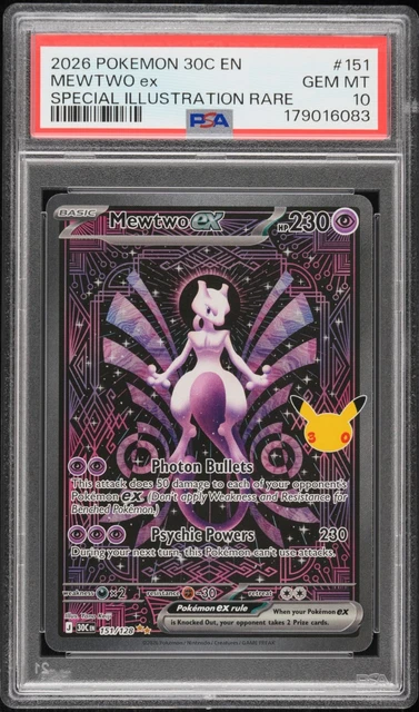 PSA 10 2026 POKEMON 30C EN 30TH CELEBRATION SPECIAL ILLUSTRATION RARE MEWTWO EX