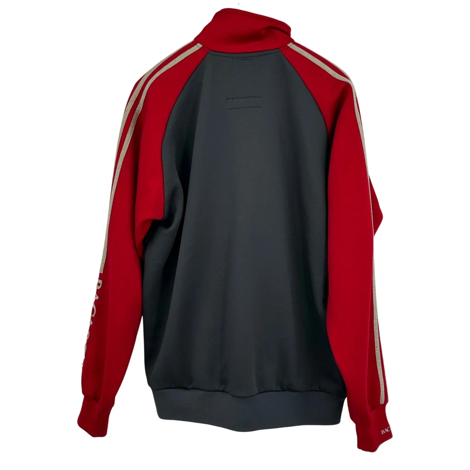 Chaqueta de Pista Bacardí XL Roja Gris Cremallera Completa Bordada Logo Manga de Murciélago Pesada Foto 2 de 4