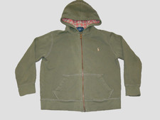 Polo Ralph Lauren Boys Size 5 Green Plaid Lined Zip Hoodie