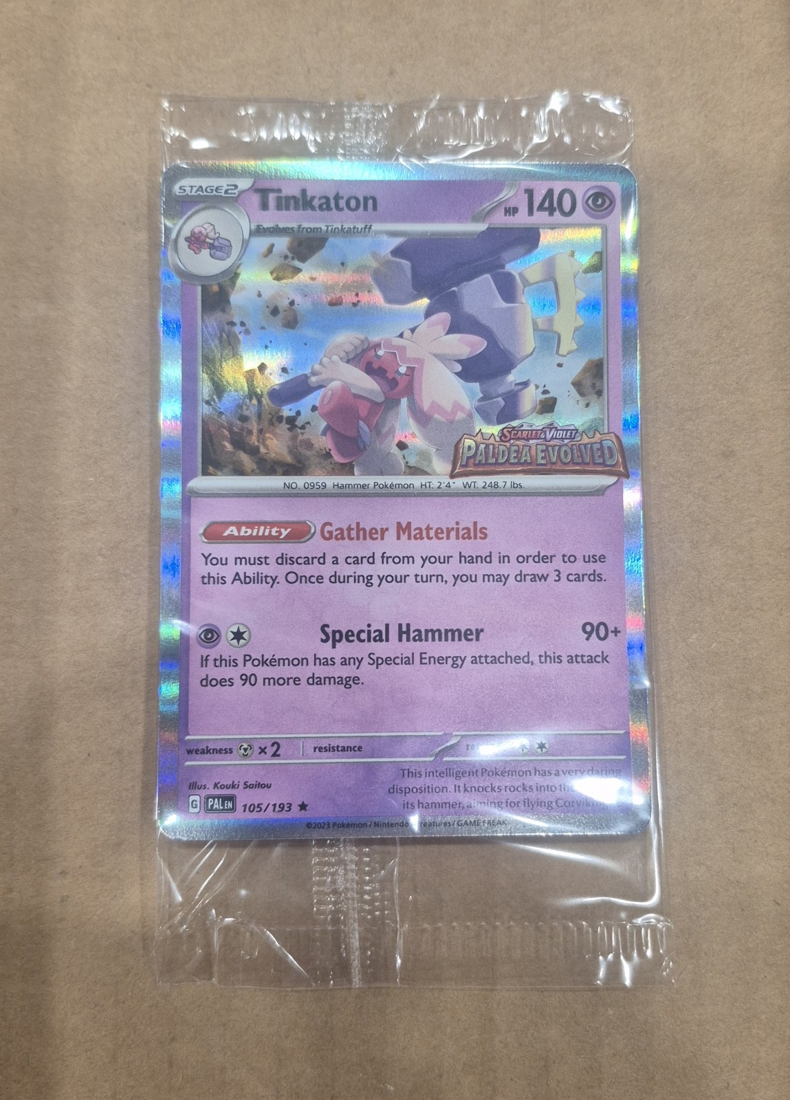 2023 Pokemon Tinkaton Paldea Evolved 105/193 EUROPEAN Exclusive Sealed Promo
