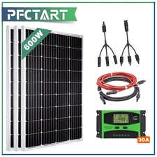 600W Mono Solar panel Kit 30A PWM Charger Controller for RV Boat Solar Generator